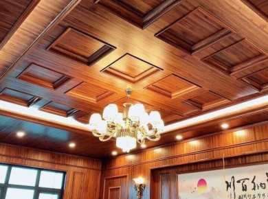 Công trình thi công ốp tấm gỗ PVC trần tường 