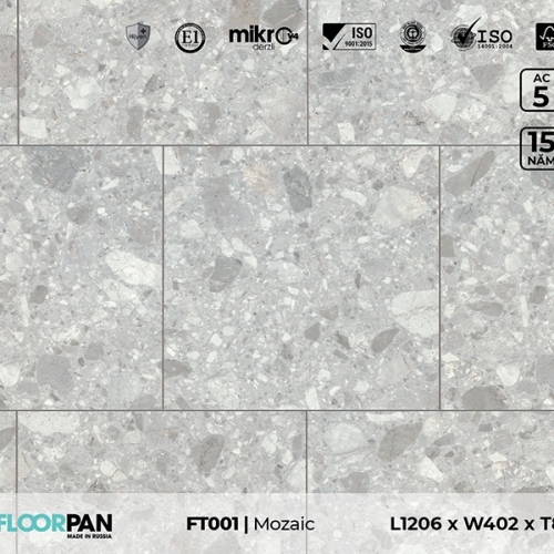 Sàn gỗ vân đá FT001 Stone Mozaic - 8mm - AC5
